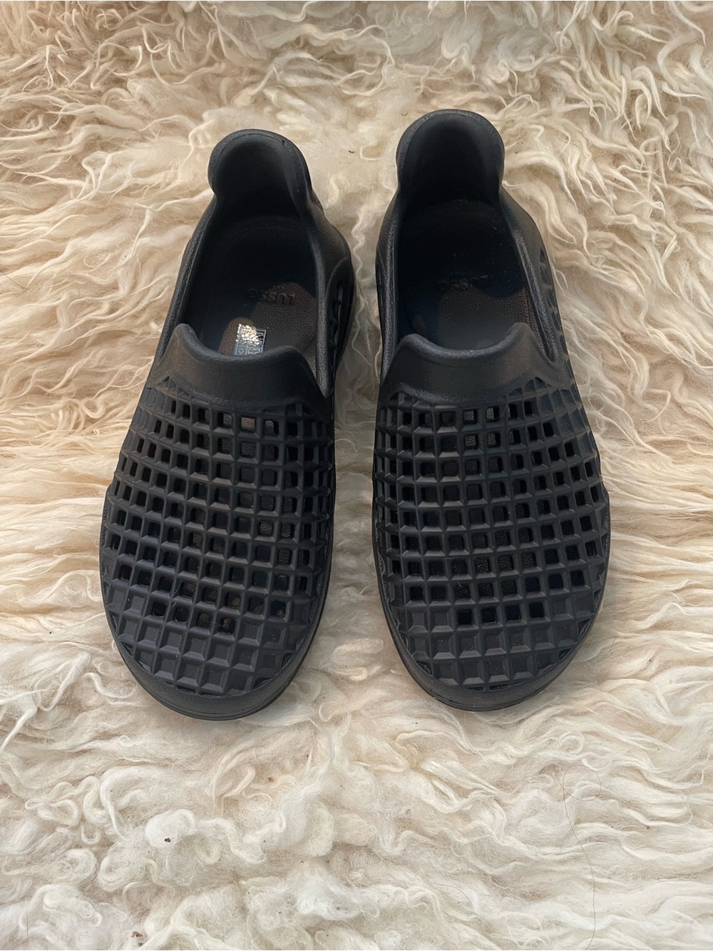 Black Grid Slip-On Rubber Shoes